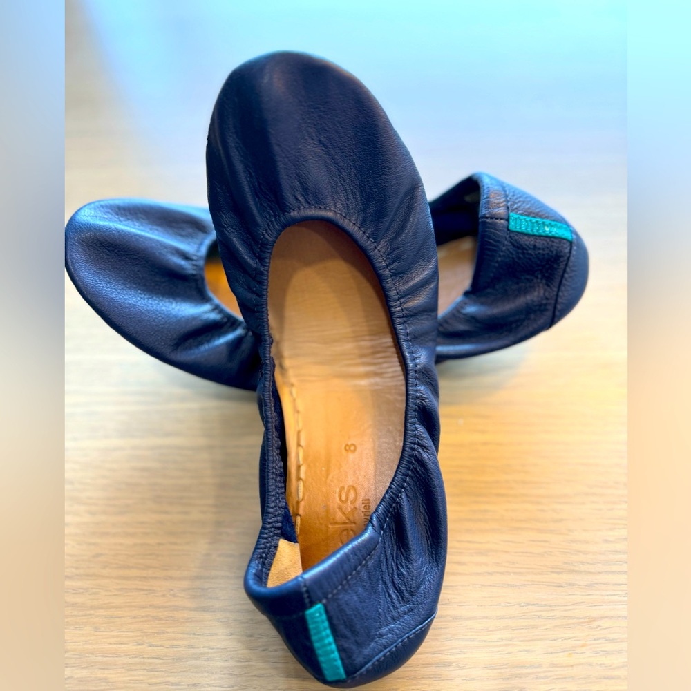 Tieks Blue Leather Ballet Flats - size 8, excellent condition